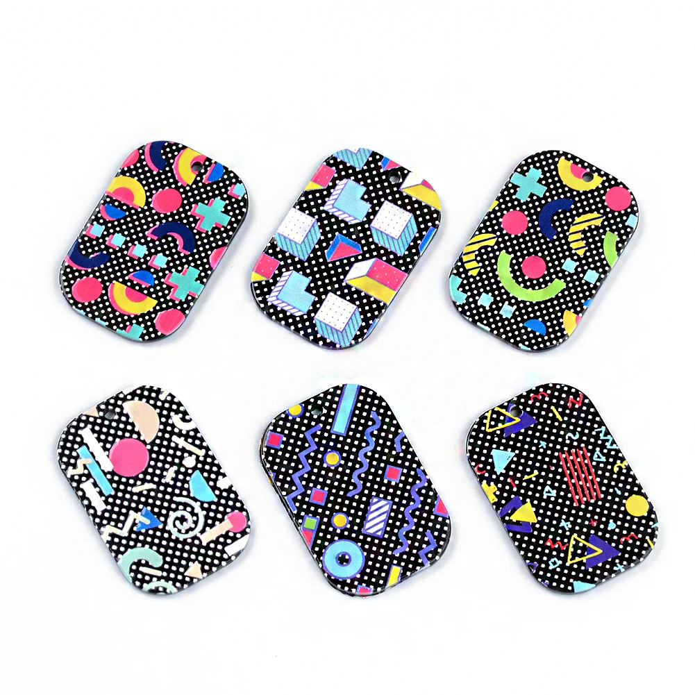 10 Pcs Geometric Pattern Wave Dot Graffiti Acrylic Sheet Pendant Jewelry Accessories Handmade Connector DIY Earring Components