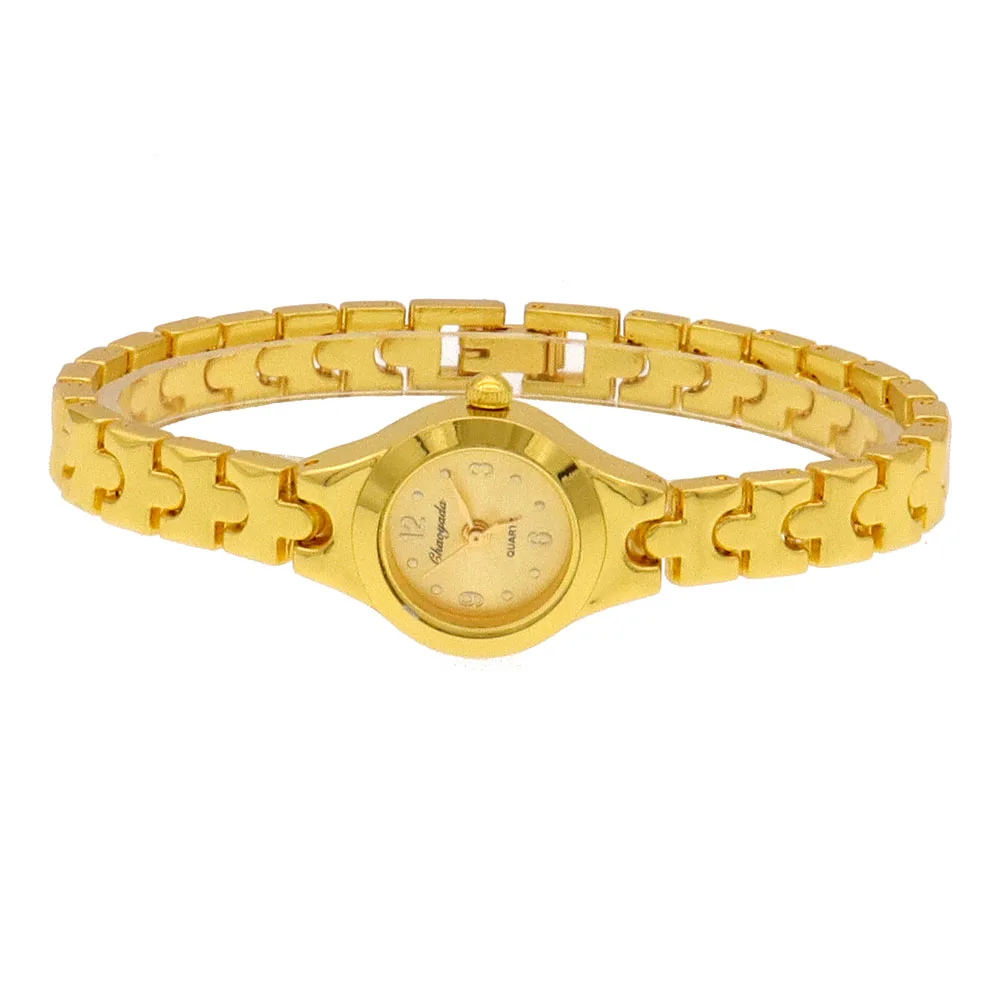 Reloj de pulsera para Mujer, Relojes dorados, reloj de ocio de cuarzo con esfera pequeña, reloj de pulsera Popular, Relojes elegantes para Mujer