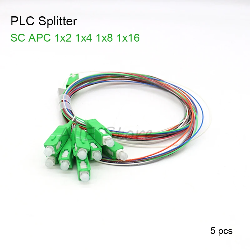 5 Pcs/Lot 1X2 1X4 1X8 1X16 1X32 PLC Fiber Splitter SC/APC SM 0.9mm G657A1 PVC 1m FTTH PLC splitter sc apc connector Freeshipping