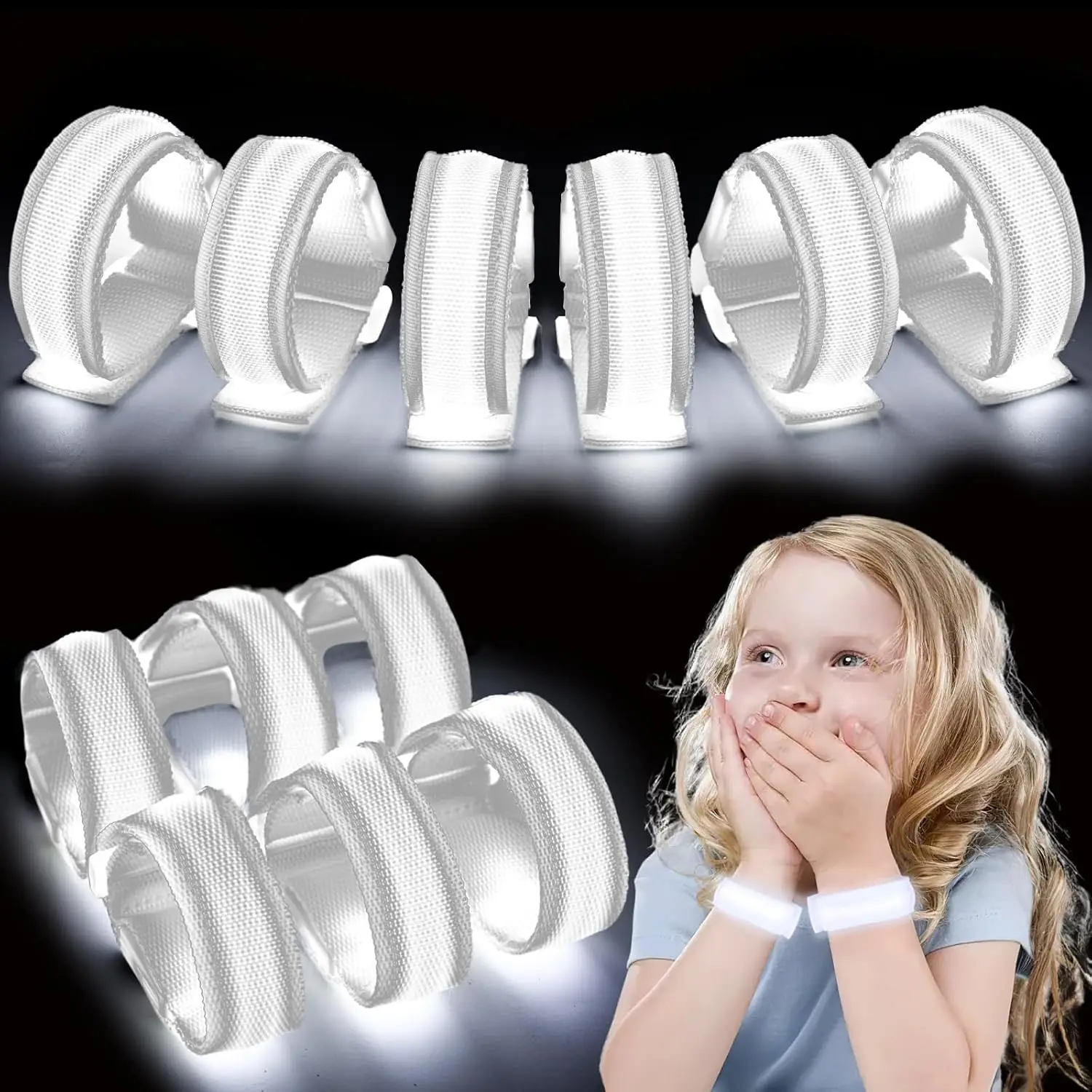 

20pcs White LED Light Up Bracelets Luminous Flashing Sports Wristband LED Glow Bracelets Glow in The Dark Party Supplies