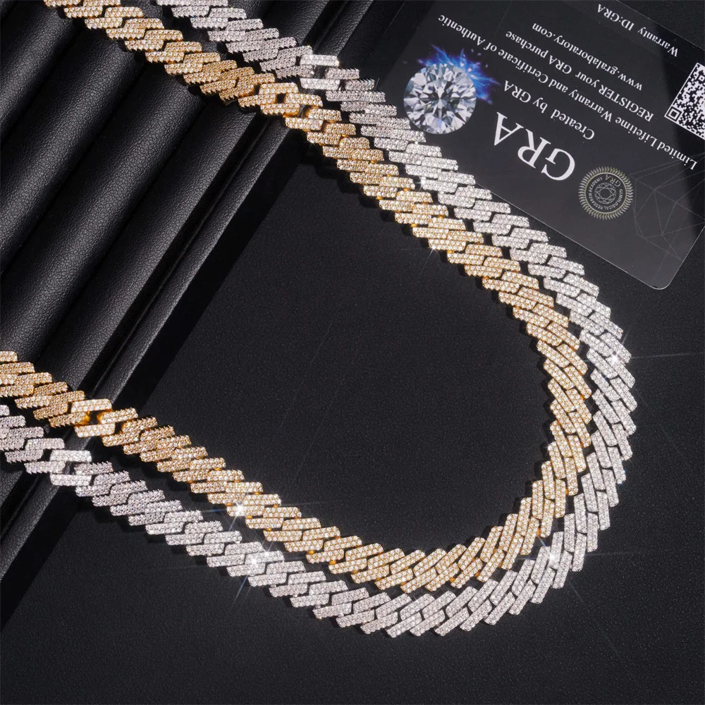 Icedminer 10mm Square VVS Moissanite Diamonds Cuban Chain Iced Out Necklaces For Men Women Brass Miami Chain Pass Tester GRA view 5