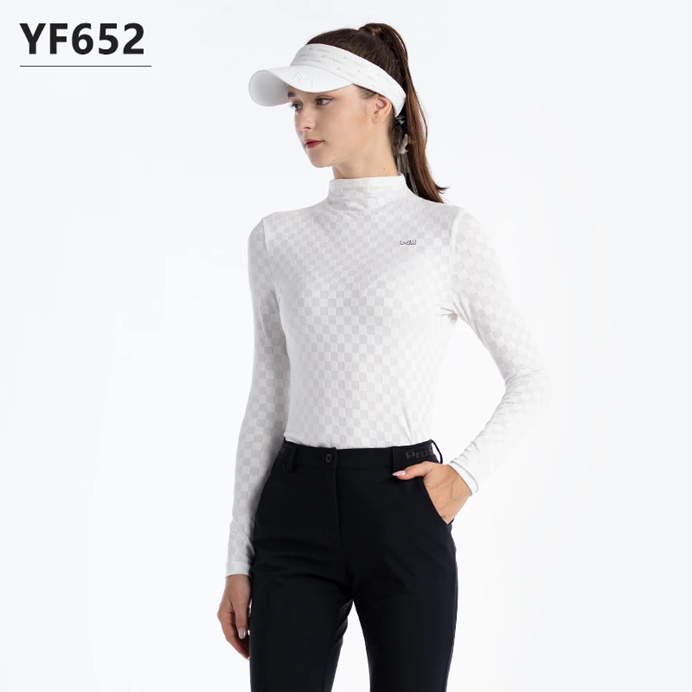 PGM Women Golf Long Sleeve T Shirts Underlay Autumn Winter High Neck Miękki i wygodny top Odzież damska Biały Różowy Czarny