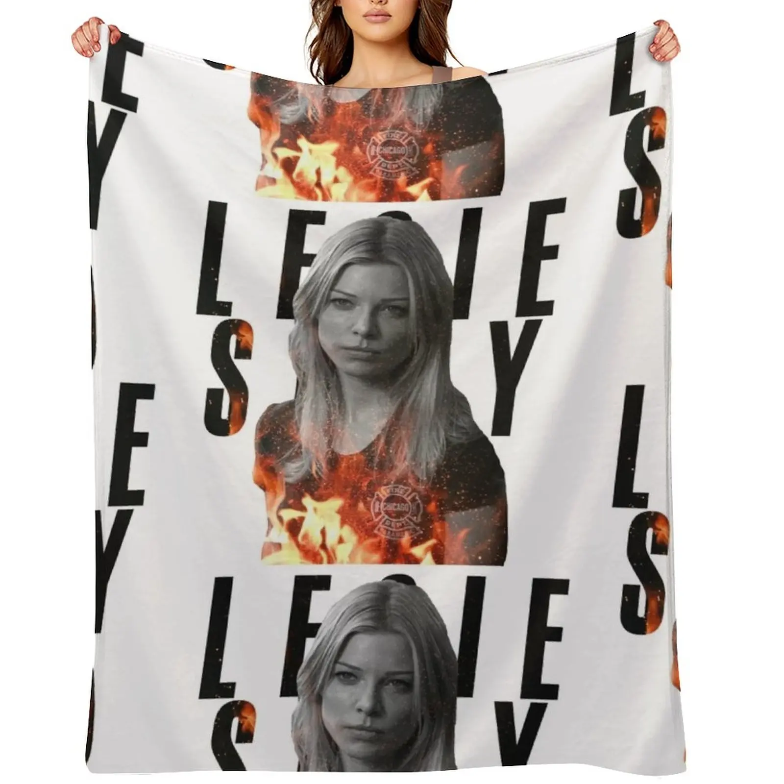 

Leslie Shay - Chicago Fire Throw Blanket warm for winter Soft Plush Plaid blankets and throws Giant Sofa Blankets