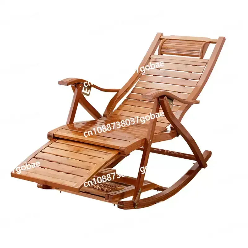 

Удобное бамбуковое кресло для отдыха для взрослых, портативное кресло-качалка для балкона, складной шезлонг для сна