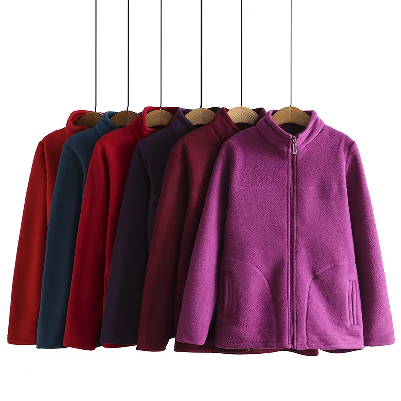 2026 Thick Fleece Sweatshirt Middle-aged Women's Short Velvet Coat Autumn Winter Large-size Stand-up Collar Zip-up Warm Jackets