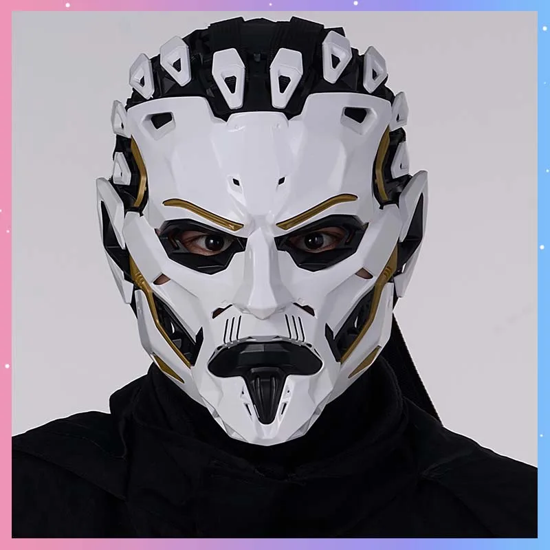 

Маска киберпанк-волшебника в стиле белого меха для косплея, костюм для Хэллоуина, Комик-Кона, карнавала, вечеринки, выступления, реквизит для косплееров, подарок