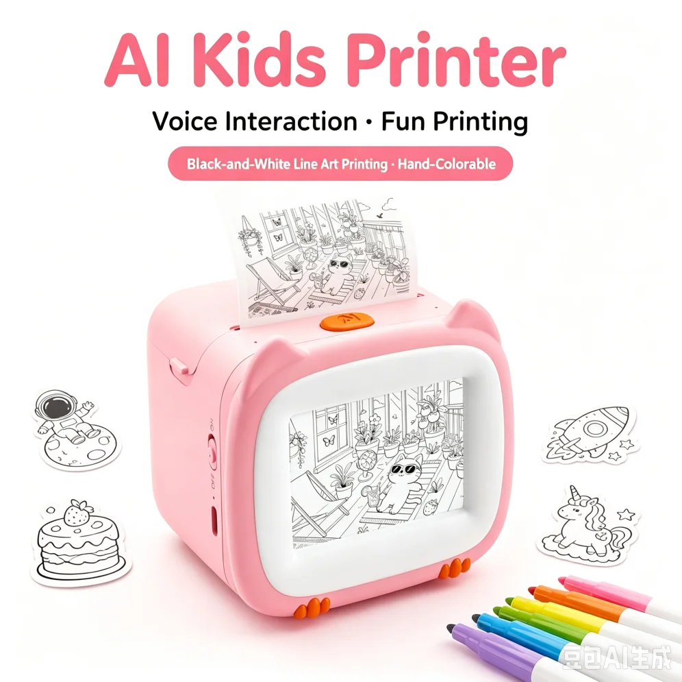AI Voice Sticker Printer for Kids - DIY Crafts Maker Inkless Thermal Birthday Gift for Boy & Girl Graffiti Toy