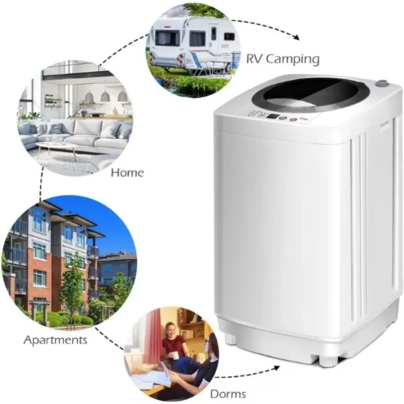 Portable Washing Machine, Full Automatic Washer and Dryer Combo, with Built-in Pump Drain 8 LBS Capacity