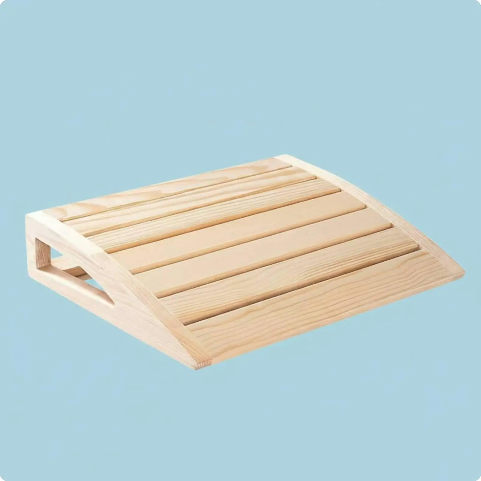 S-Shaped Sauna Backrest Natural Wood Wave Back Support Portable for Steam Room