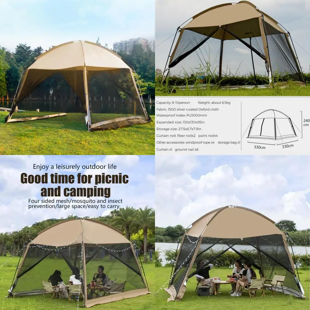 خيمة منزلية بشاشة شبكية مقاس 11 × 11 قدم مع حقيبة حمل للتخييم في الهواء الطلق، مأوى لظل الشمس سهل الإعداد #1