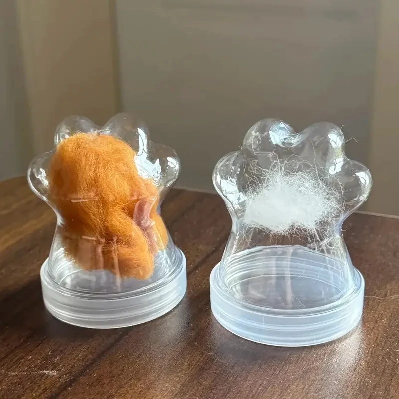 【セール中】透明なペットの毛の保管瓶、ペットの猫の毛の保存容器、可愛い猫の足型キャンディジャー、多目的ペットメモリアルギフト