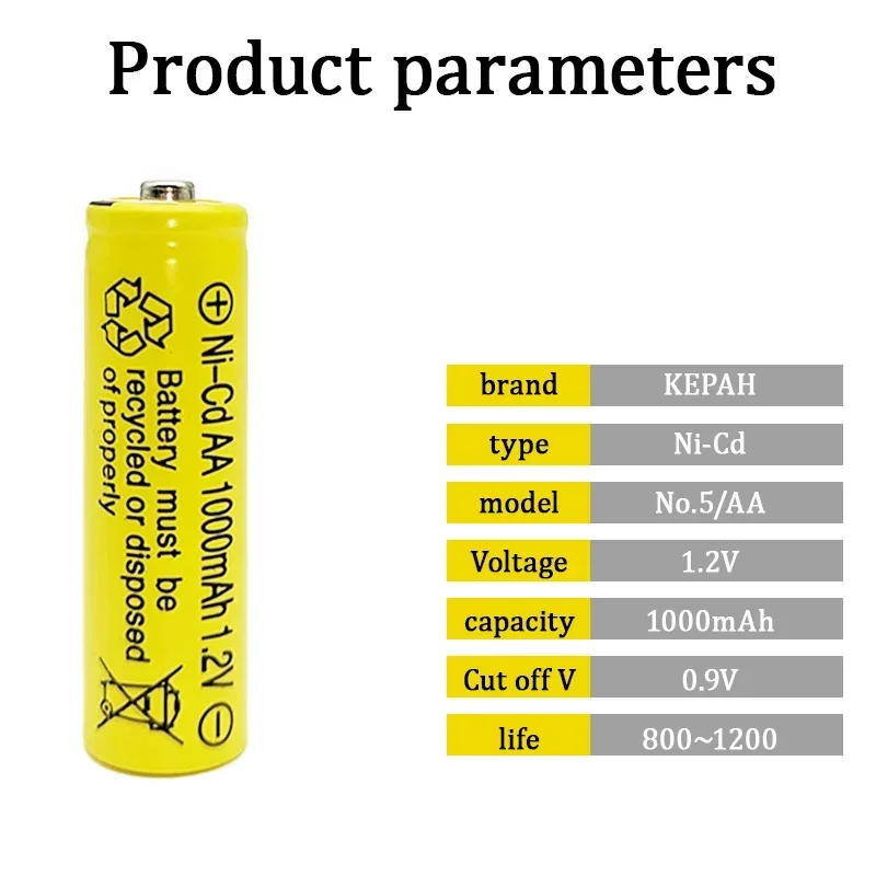 AA Ni-CD Rechargeable Batteries 1.2V 1000mAh Long Lasting, with Charger for Remote Control, Electric Toys, Clocks, Mouse