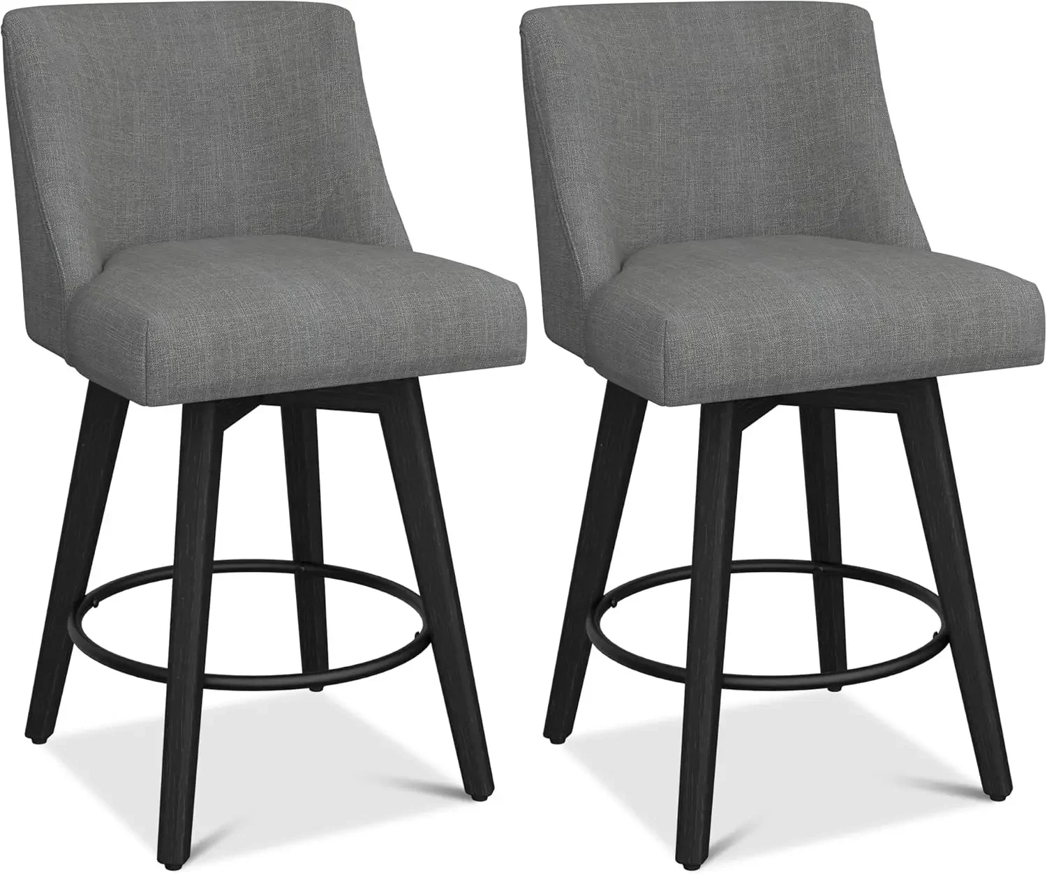 

Counter Height Bar Stools, 26" H Seat Height Swivel Barstools Set of 2, Fabric Upholstered Modern Counter Stools with