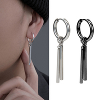 Kiss Jewelry Titanium Steel Punk Cool Men Women Ear Clip Stud Earrings Long Stick Pendant Fashion Hip Hop Drop Party Earring