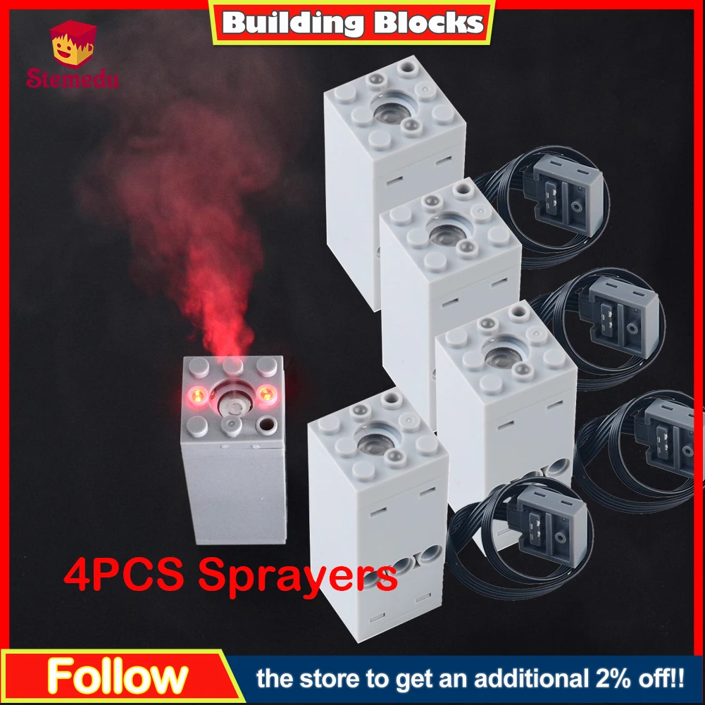 

4pcs Mould King MOC Electric Fogger Building Block Simulated Sprayer for Modified Trains Cars Model Exhaust Pipe