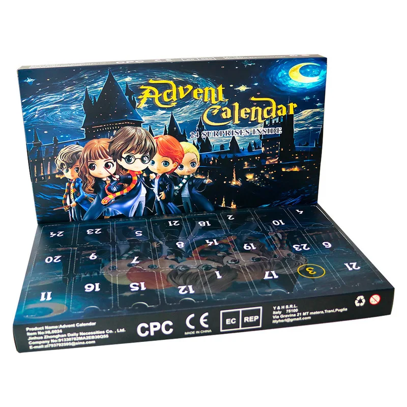 Calendario de Adviento de Navidad 24 días Harry Potter Caja ciega sorpresa Figuras de anime Juego de juguetes Cuenta regresiva navideña Regalo para fanáticos de los niños