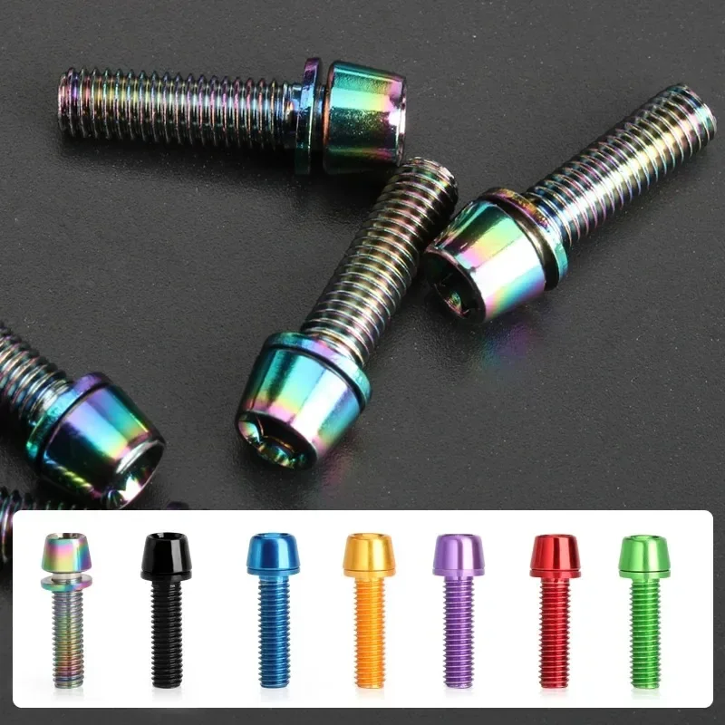 6pcs/set Bicycle Handlebar Screws Titanium-plated Colorful Stainless Steel M5*18MM Bike Handle bar Stem Riser Screw In Bolts