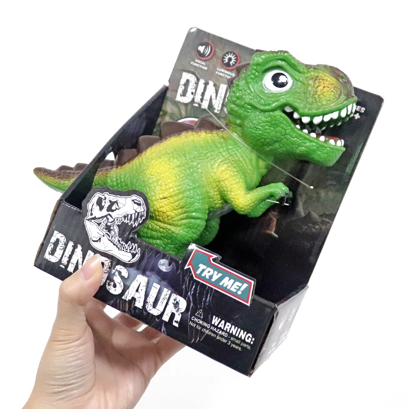 Large Dinosaur Model Soft Rubber Dinosaur Vinyl Cartoon Color Children Toy Press Sound Simulation Drop Resistant Boy Gift