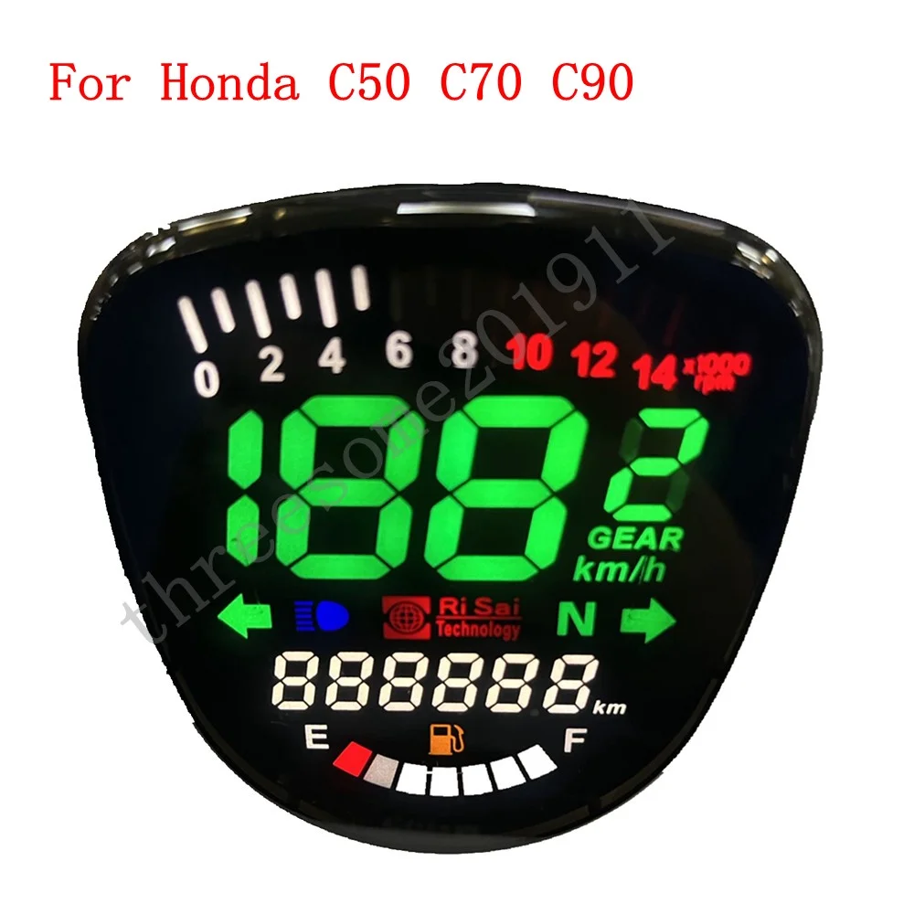 For honda super cub C50 C70 C90 Motorcycle LCD Digital Odometer Speedometer Tachometer Assy