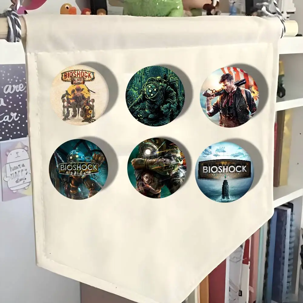B-BioShock I-infinito alfileres de botón redondo eslogan broches creativos mochila ropa decoración moda dibujos animados joyería regalos