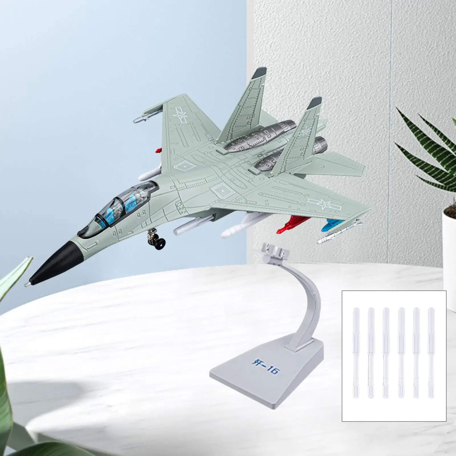 1:81 مع حامل شاشة نفاثة مقاتلة واقعية لمكتب الرف على الطاولة #4