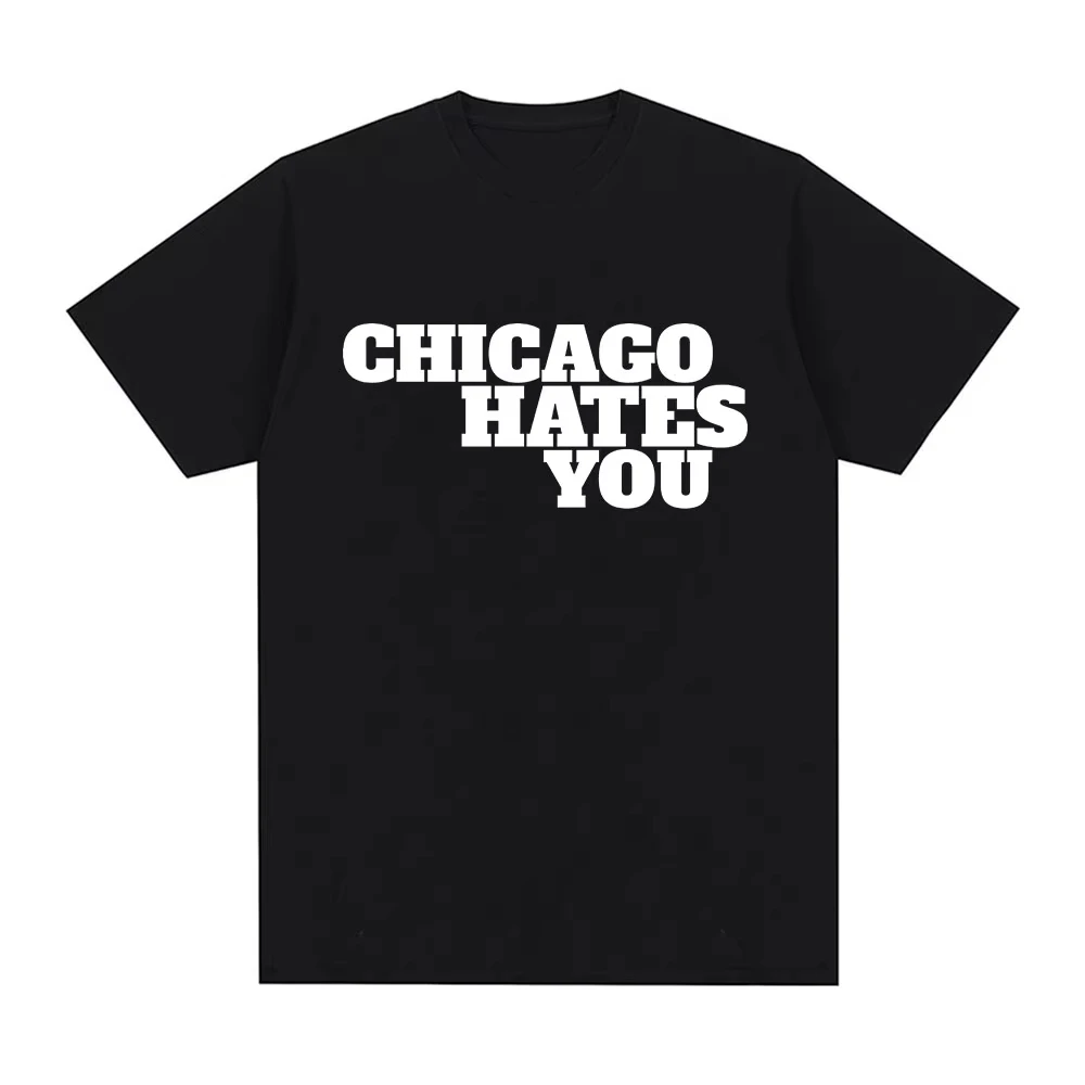 2026 Rapper Chicago Same Style Printed T-shirt Men Women Cotton Loose Casual Short Sleeve Tshirt Men's T-shirts