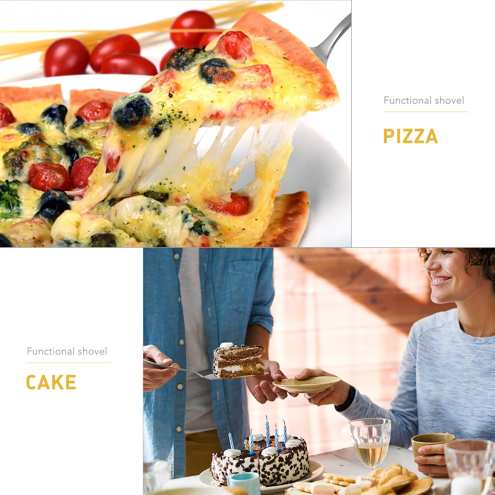 

2Pcs Cake Server Spatula Stainless Steel Premium Wedding Cake Serving Tool for Birthday Party Bakery Home Use Rustic Pie Server