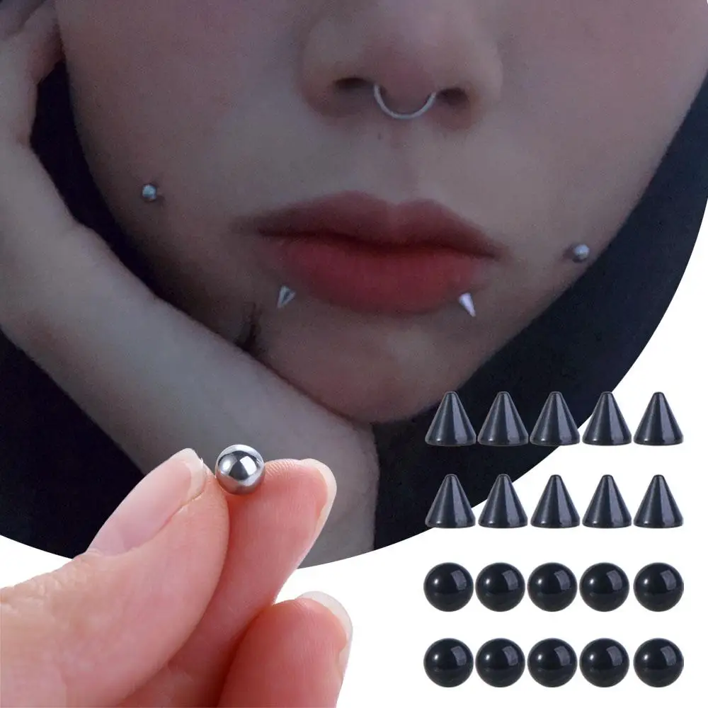 Geometric For Earrings With Sticker Stainless Steel Men Eyebrow Stud Set No Piercing Jewelry Fake Lip Stud Ball Nose Ring view 2