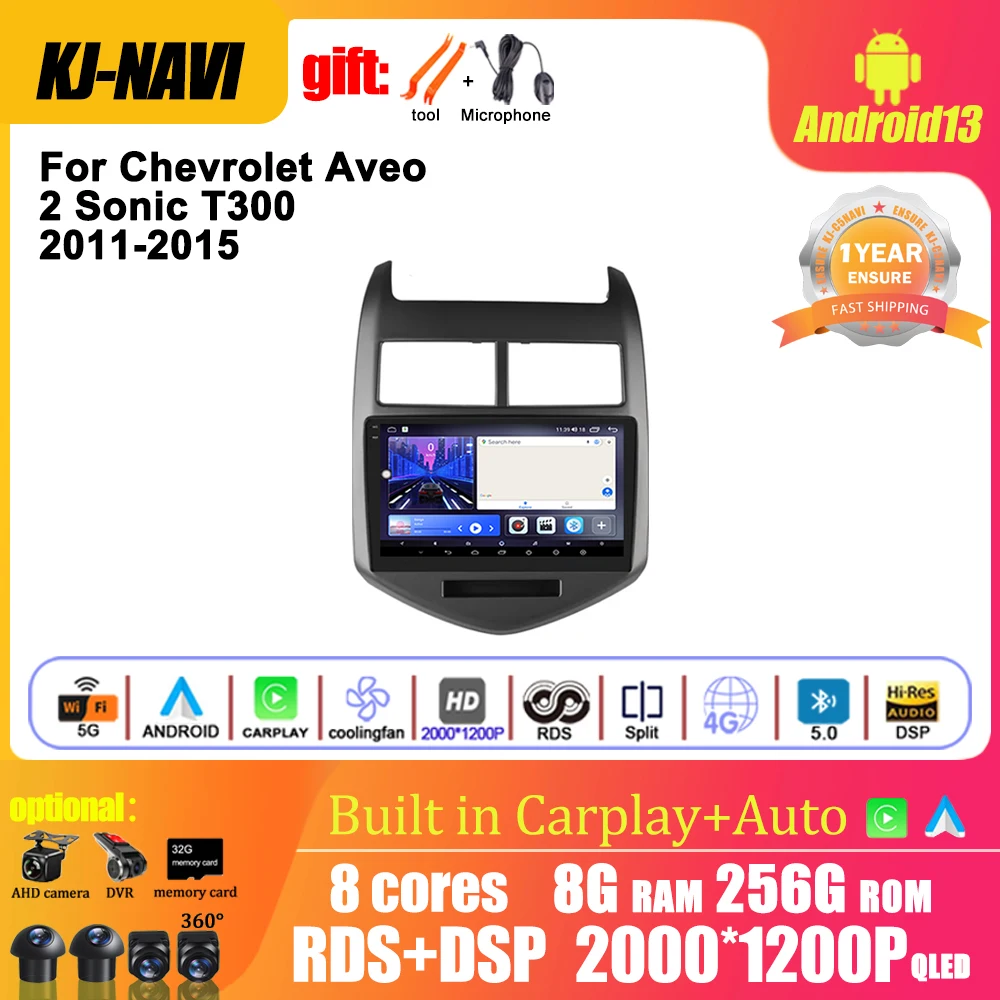 

Android 13 Car Radio For Chevrolet Aveo 2 Sonic T300 2011-2015 Multimedia Video Player Navigation GPS 4G Carplay Autoradio Andr