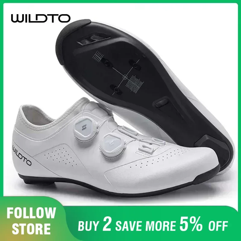 WILDTO Cycling Shoes Mens Road Bike Shoes Flat Speed New Hardness9 Glass Fiber Professional Cycling Sneakers SPD Cleats Footwear