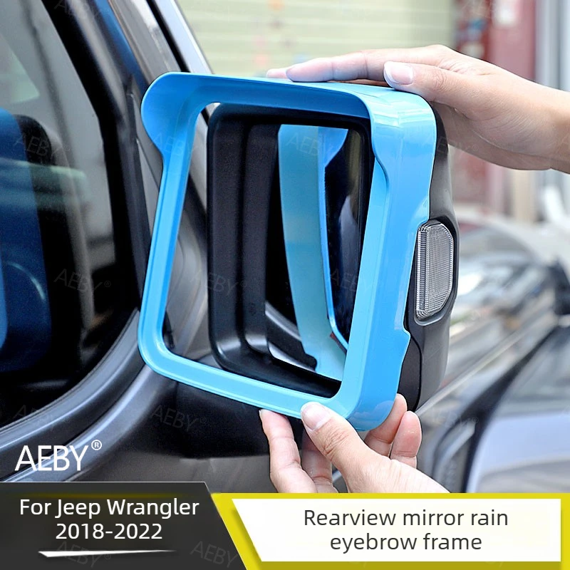 For Jeep Wrangler 2018-2022 Side mirror rain shield,Anti-glare clear view side mirror deflectors,Rain eyebrow decorative frame