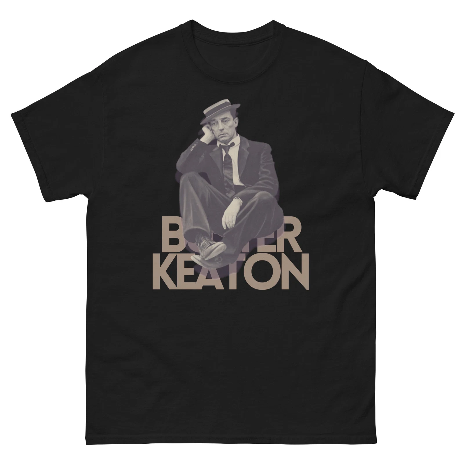 Buster Keaton T-shirt Retro Silent Movie Icon T-shirt Comedy Legend Shirt  Unisex loose casual streetwear shirt