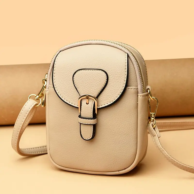 Mobile Phone Mini Bag for Women 2023 New Summer PU Leather Messenger Bag Versatile Large Capacity Vertical Shoulder