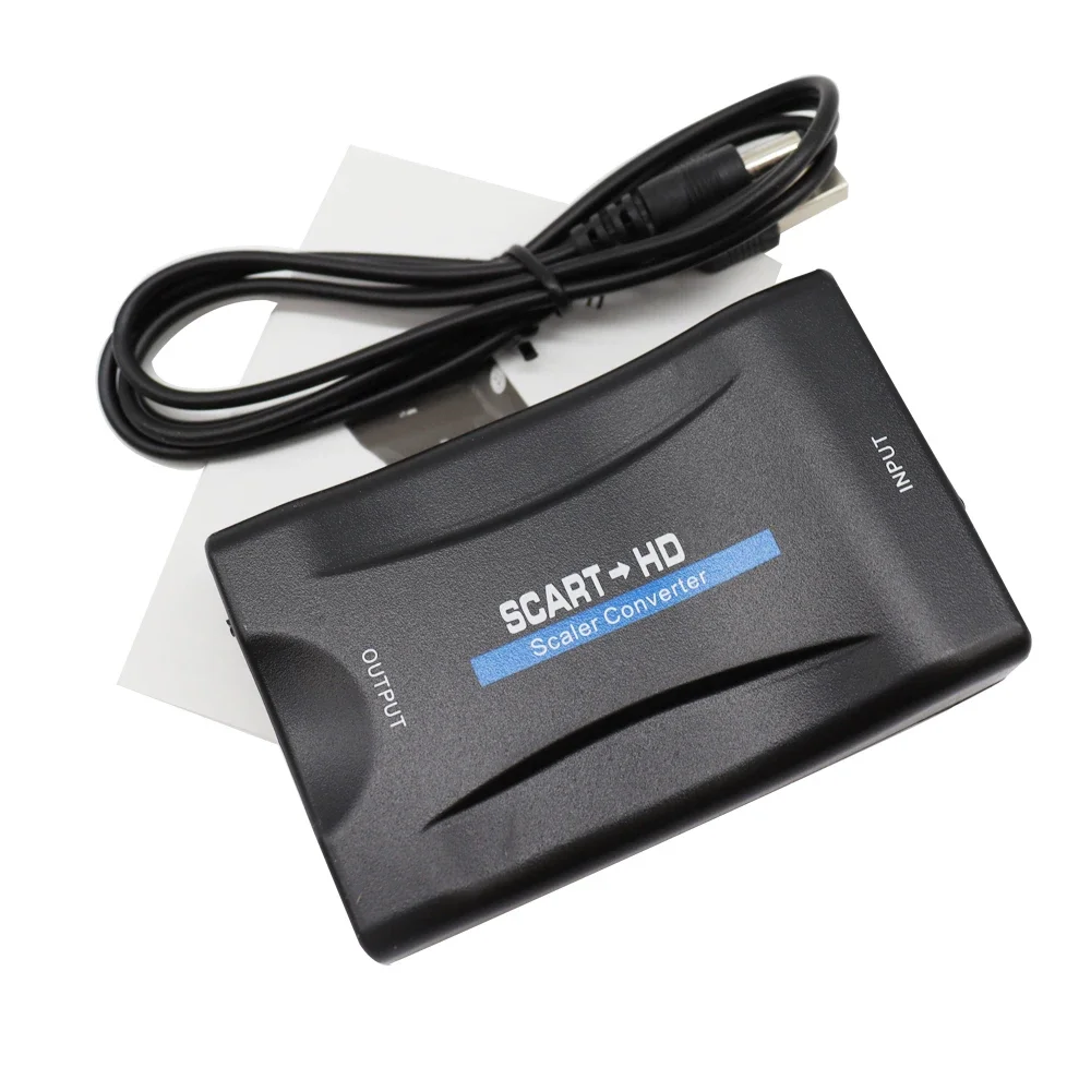 

Scart to HD Video Audio Converter HD Signal to Scart Unidirectional Adapter with USB Power Cable for HDTV Sky Box DVD Television