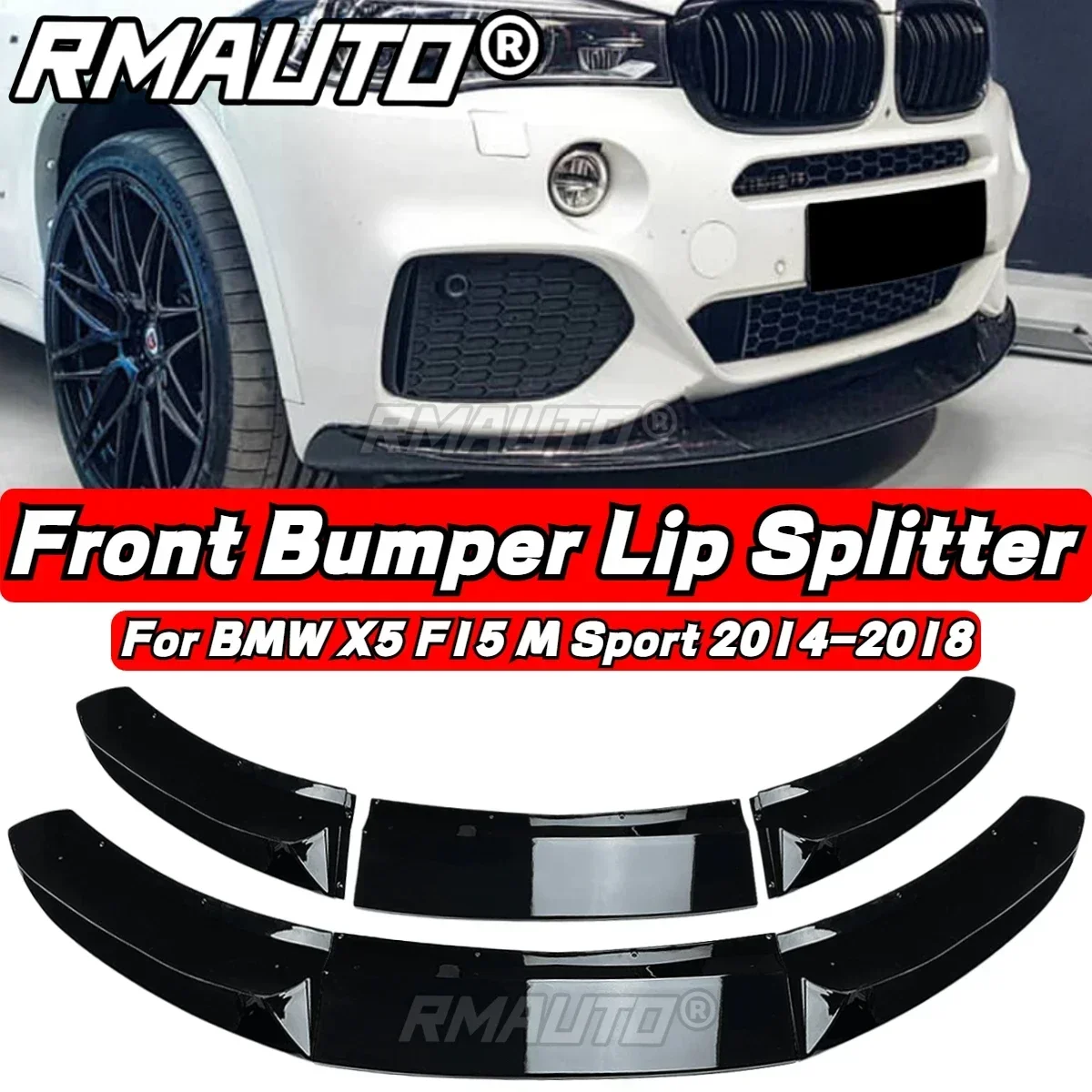 3Pcs/Set Car Front Bumper Lip Splitter Spoiler Diffuser Cover Guard For BMW X5 F15 M Sport 2014-2018 Car Accessories Body Kit