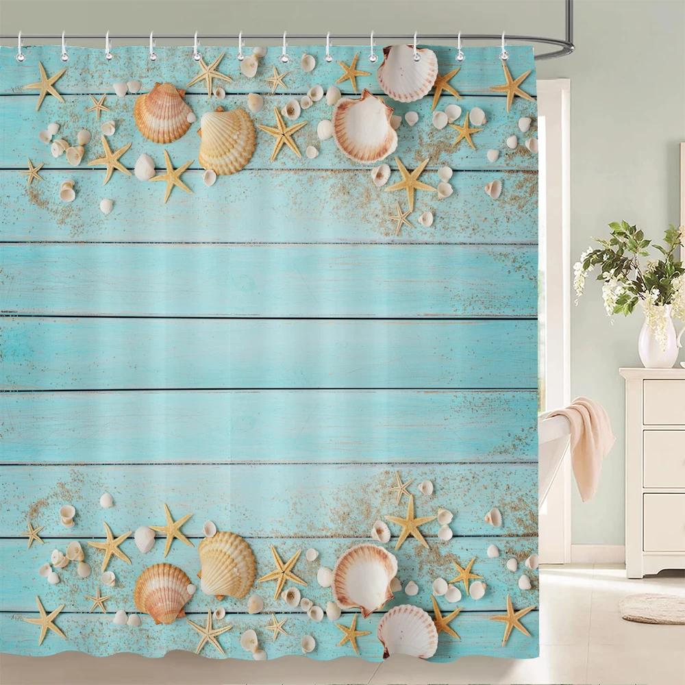 3d Beach Scenery Shower Curtains Sea Ocean Mediterranean Bathroom Curtain Waterproof Cloth Decoration 180*240cm Bath Curtain