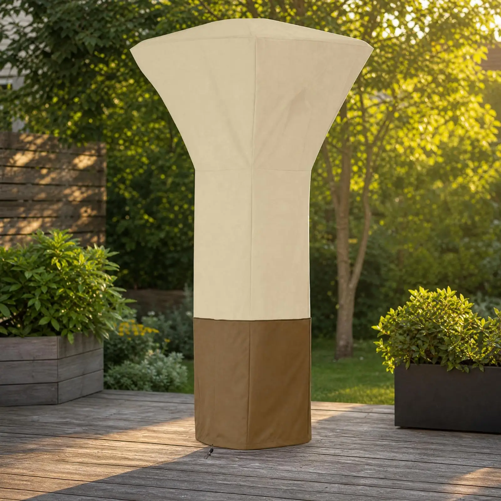 Square-Top Patio Heater Cover Weather-Resistant Tall Patio Heater Cover with Drawstring Heavy Duty Full-Length for Deck, Garden