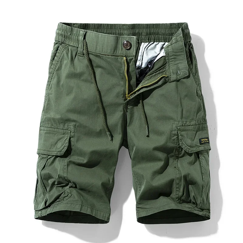 

New Hip Hop Shorts Summer Solid Color Men Breathable Quick Dry Multi Pocket Fashion Cotton Casual Breeches Cargo Men Shorts