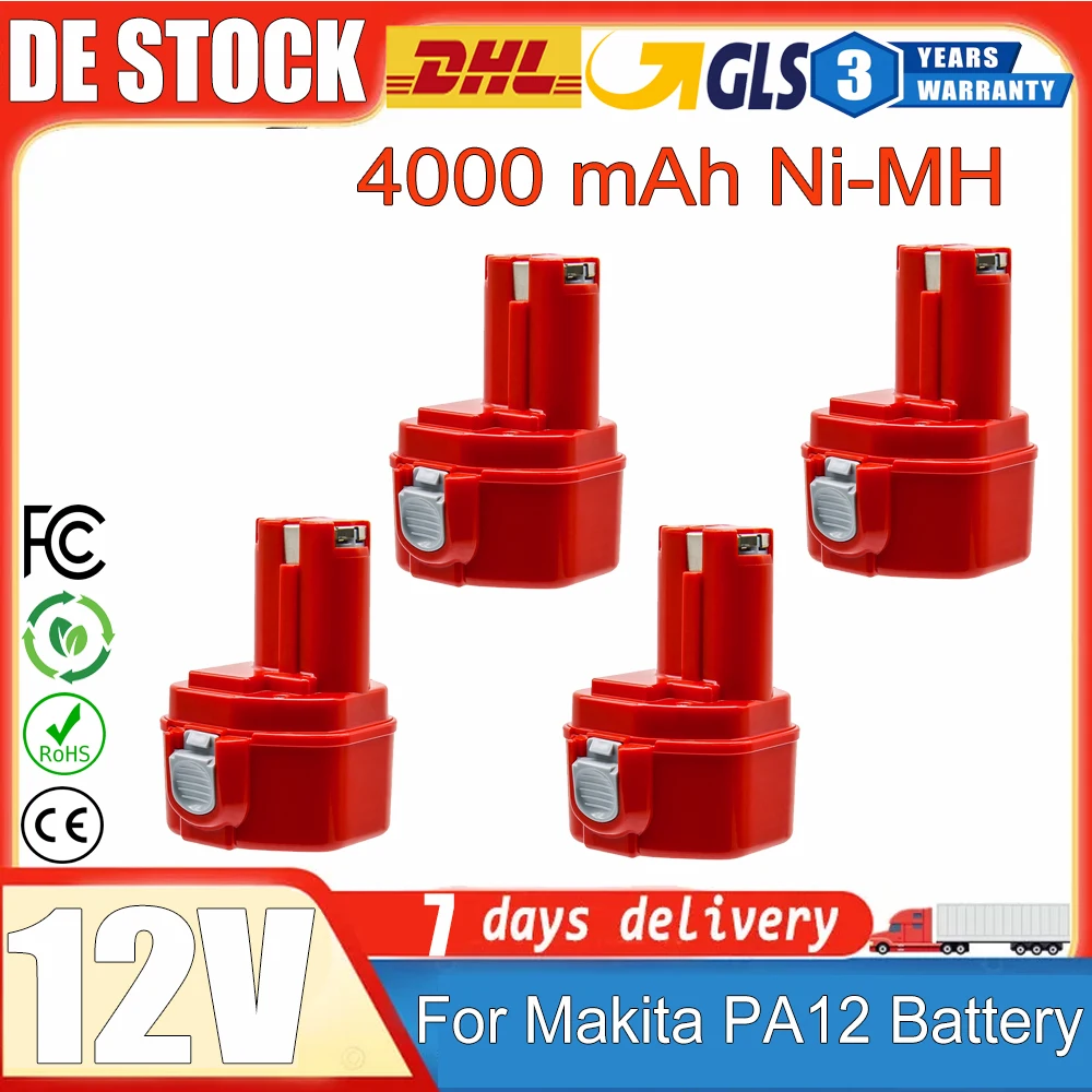 For Makita 12V Battery PA12 NI-MH 4000mah Replacement Battery Compatible For Makita PA1222 1220 1200 1220 1201 1233S Power Tools