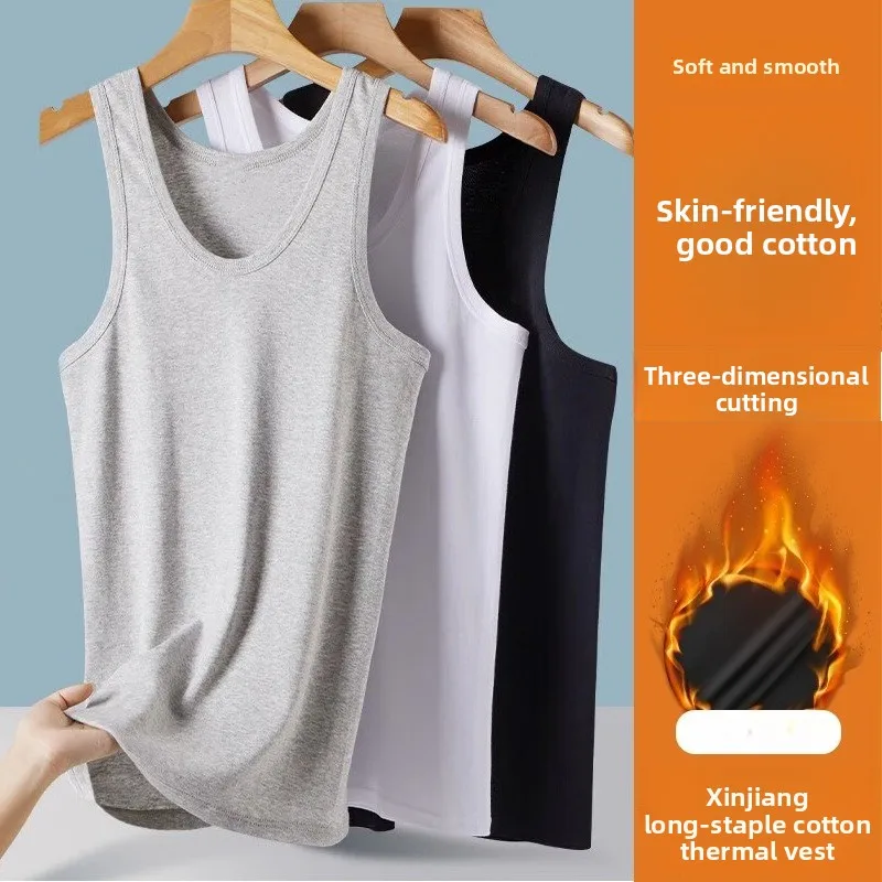 Cotton Men Pure Cotton Vest Sweatshirt Sports Vest Spring and Summer Hurdle Base Breathable Sleeveless Top Soft Smooth Solid