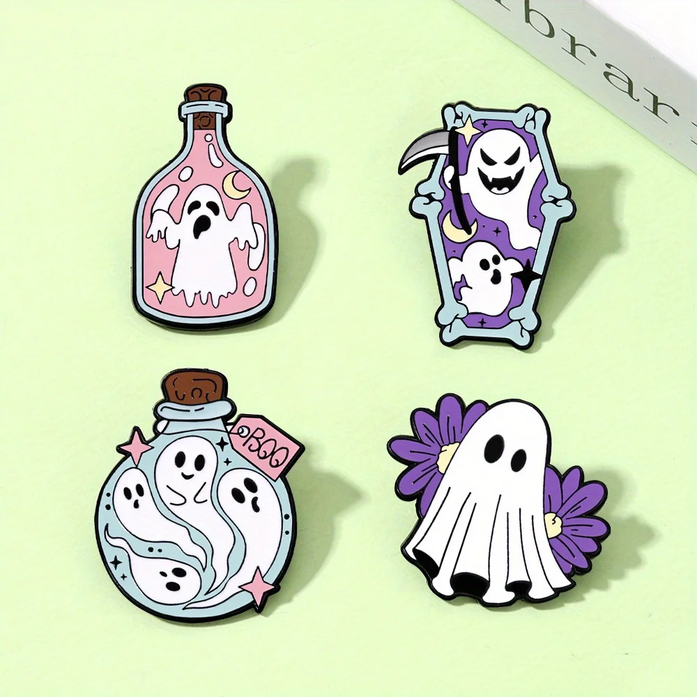 2026 Halloween Cute Ghost Enamel Pins Punk Ghosts Badge Brooch for Jewelry Accessory Trick or Treat Gifts