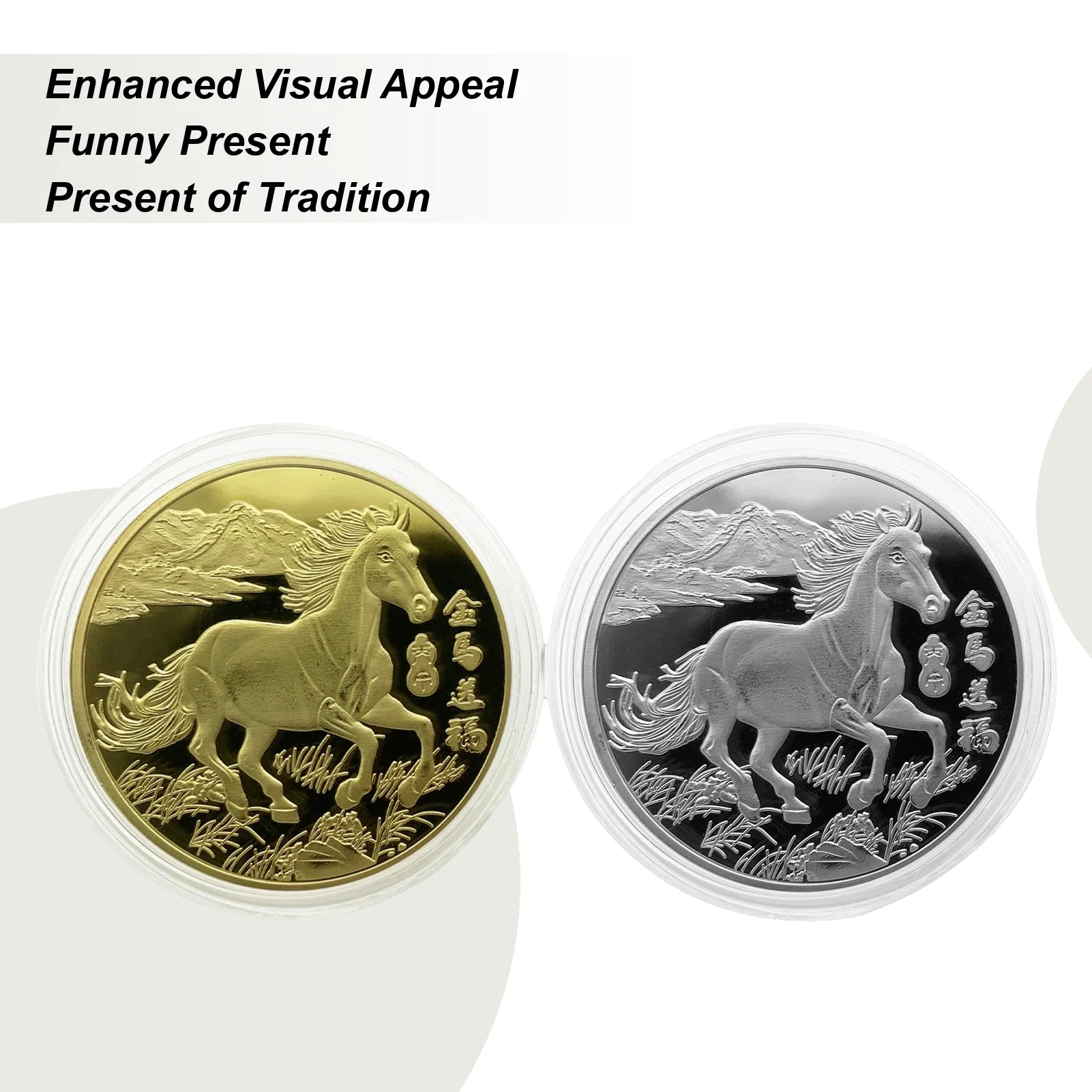 2026 Year Of The Horse Souvenir Coin ZodiacGolden Horse Blessing Commemorative Coin New Year Collectible Coin Decoration