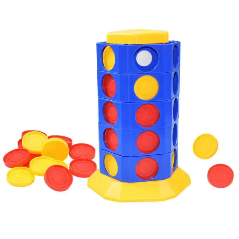 Row Connect Game Cylindrical Same Colour In A Row Strategy Board Games Rotatable 3D Family Board Games Toys For Kids