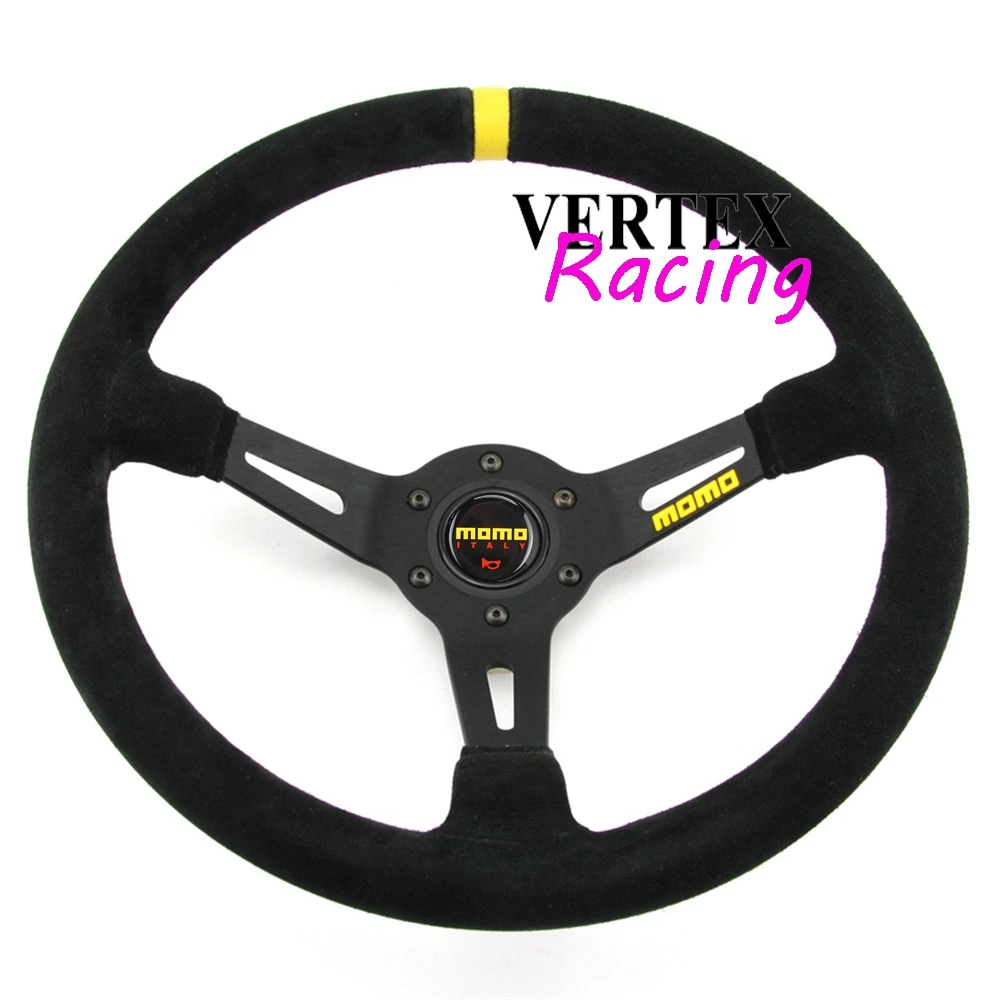 14Inch Racing Suede MOMO Steering Wheel Drift Car Rally JDM MOMO Suede Leather Steering Wheel Volantes For VW HONDA TOYOTA BMW