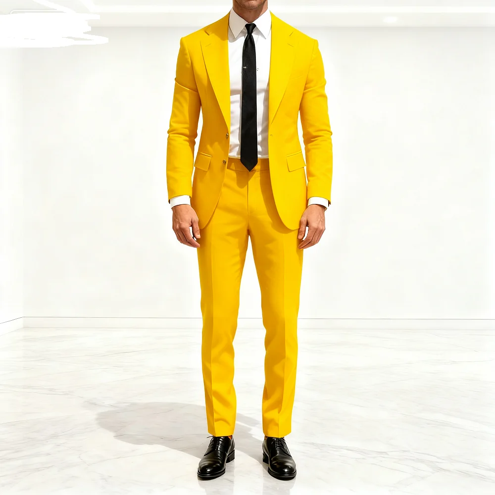 

Classic Slim Fit Men's Business Suit Notch Lapel 2-Piece Blazer And Pants Set for Wedding Prom Groomsmen Elegant Formal Wear