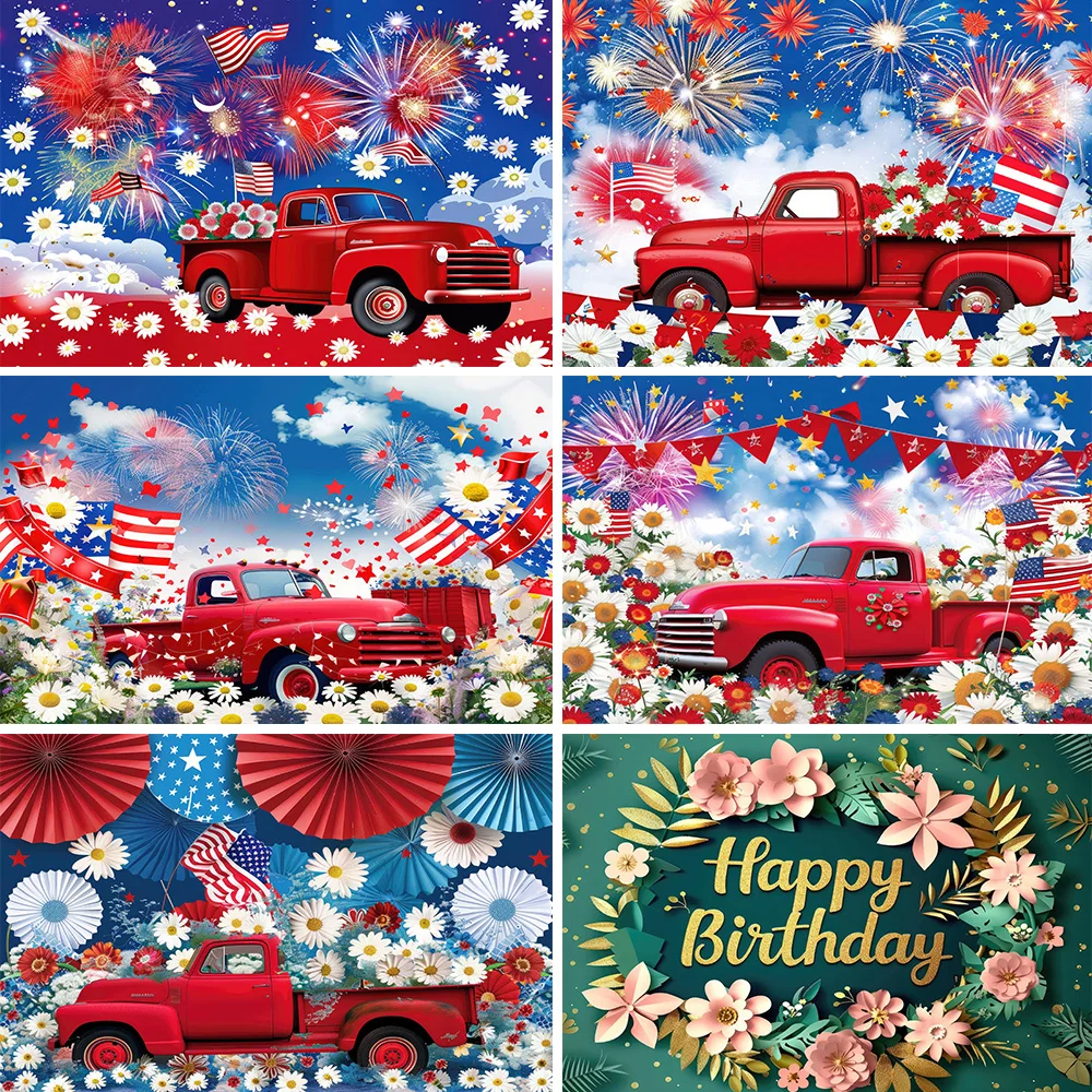 

Bonvvie Birthday Backdrop Banner Red Car Butterfly Soldiers Poster Booth Backdrop Happy Birthday Photo Background Party Decor