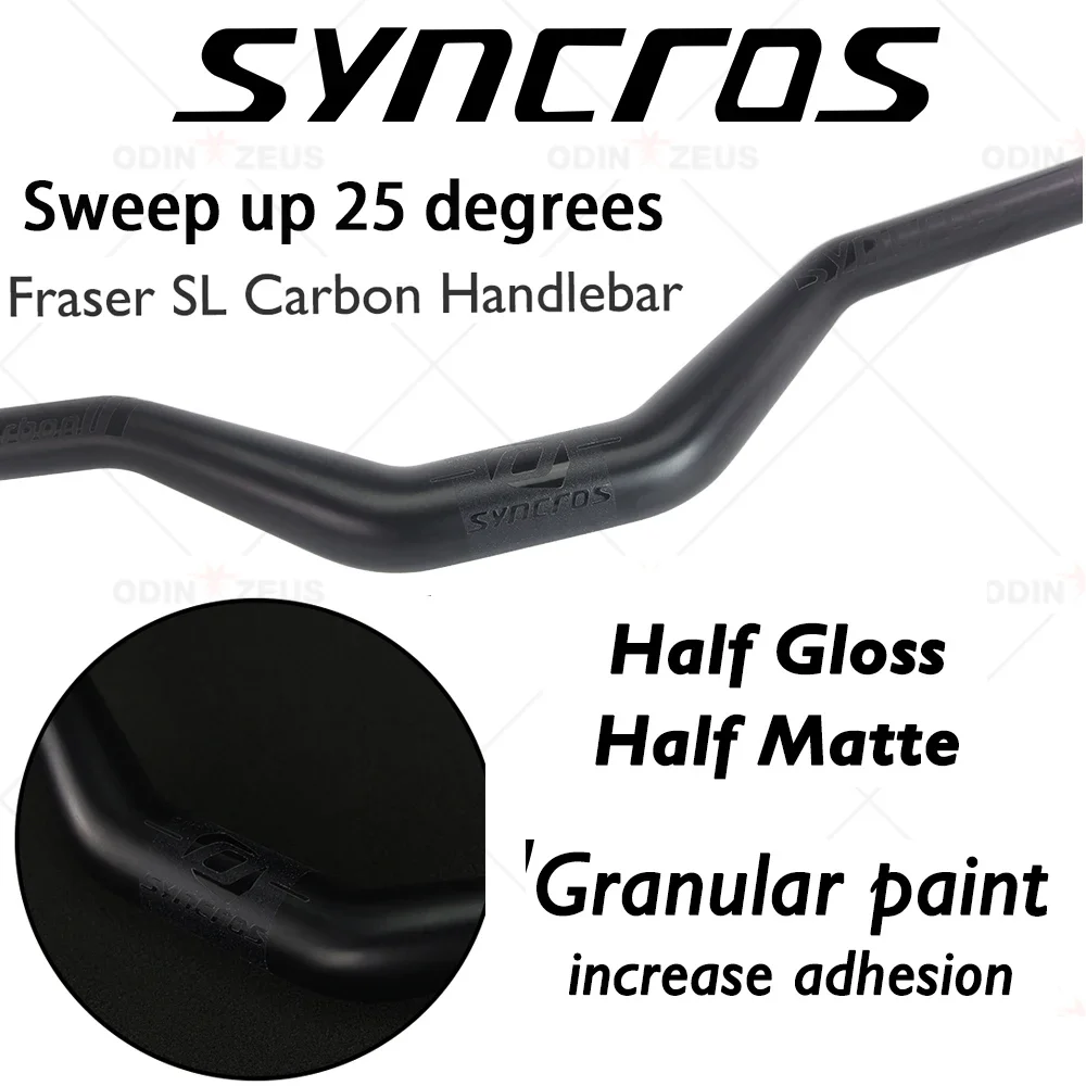 25 Degree Custom Syncros Mountain Bike Handlebar Matte Carbon Fiber Bicycle Mtb Handlebar Rise 31.8X680/700/720mm
