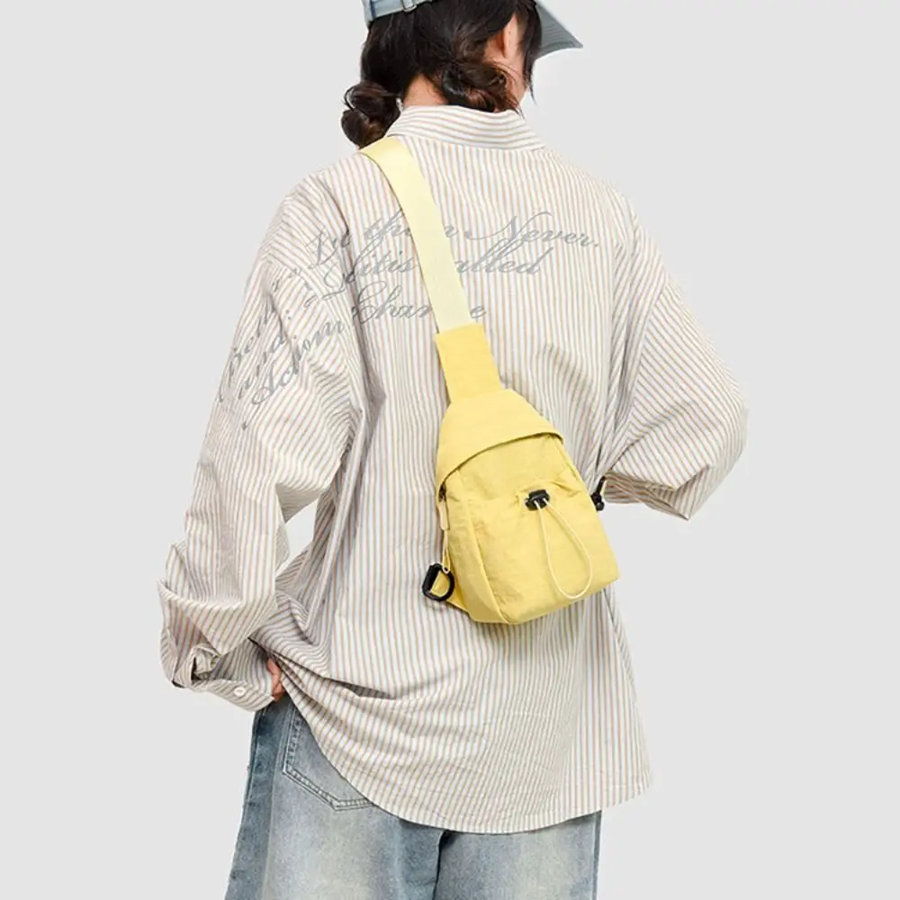 

Fashion Nylon Women's Breast Bag Crossbody Drawstring Mobile Phone Bag Minimalist Solid Color Shoulder Bag Mobile Phone