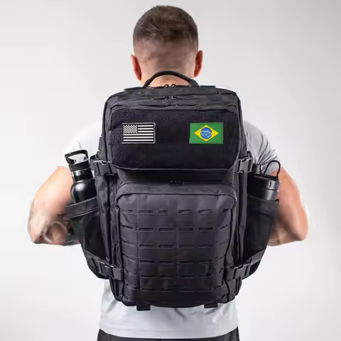 Tactical Hunting Molle Mochila para Homens, Saco de Ginásio, EDC Outdoor Caminhada Mochila, Bruxa 2 Porta-Garrafas, 25L/50L