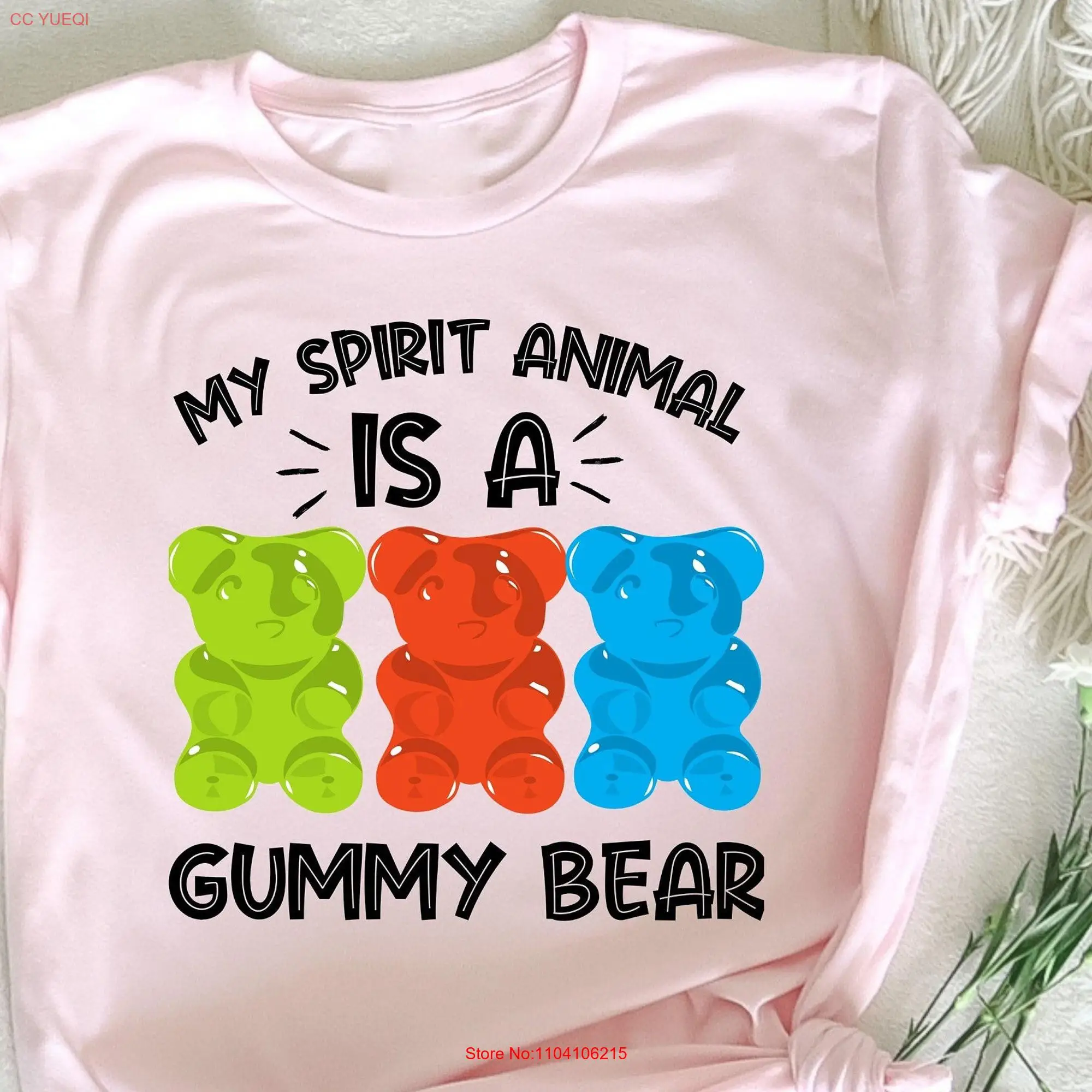 My Spirit Animal is a Gummy Bear T Shirt Candy Lover Gummies Funny Halloween Family Party long or short sleeves